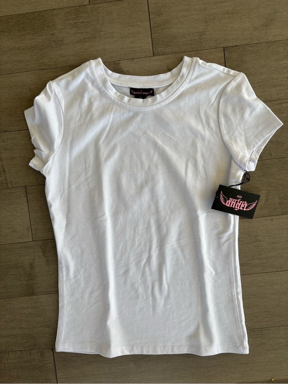 Women's White Crewneck Short Sleeve Tee by Perfect Angel - Picture 2 of 8